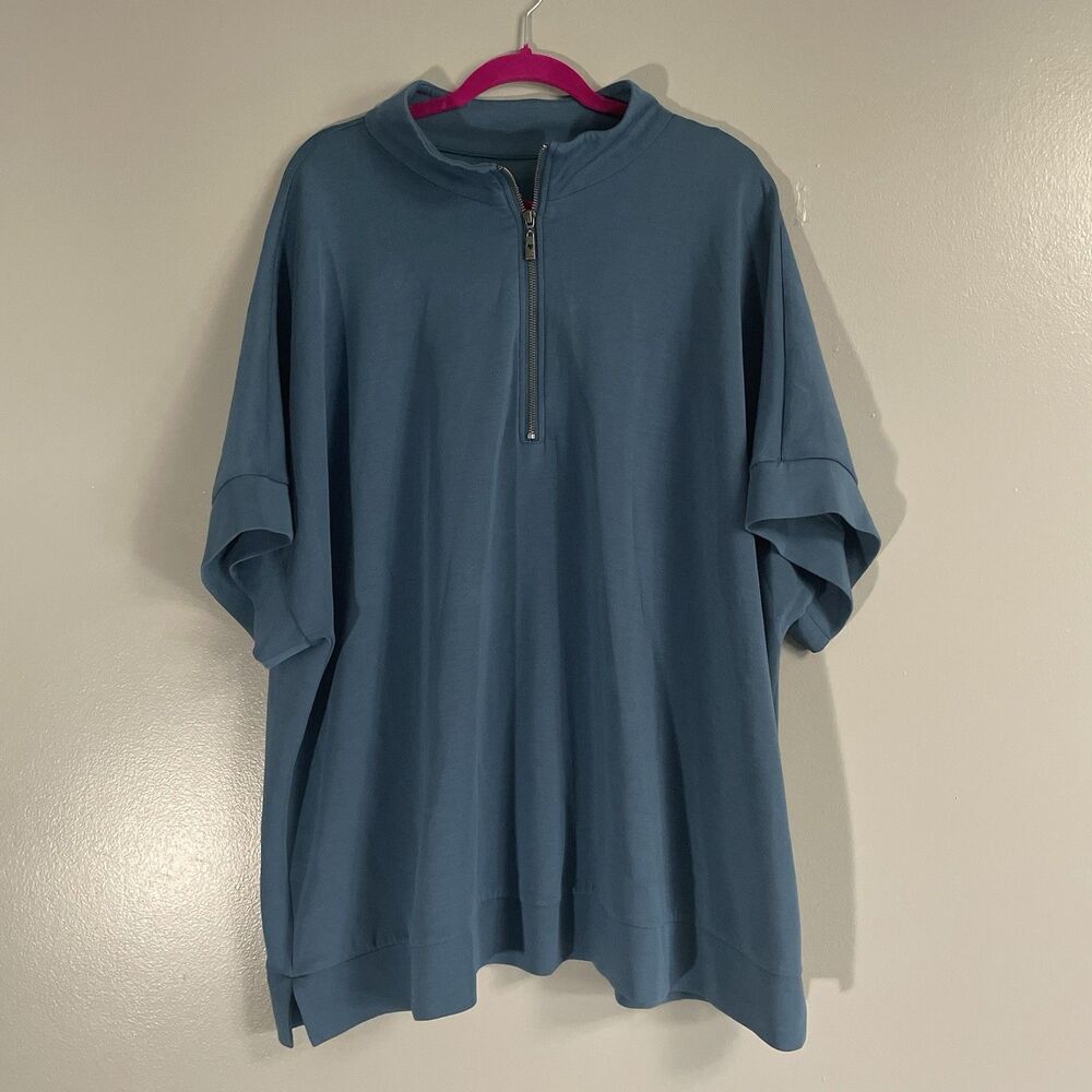 Women’s Belle By Kim Gravel Top Blue Short Sleeve 4X Summer